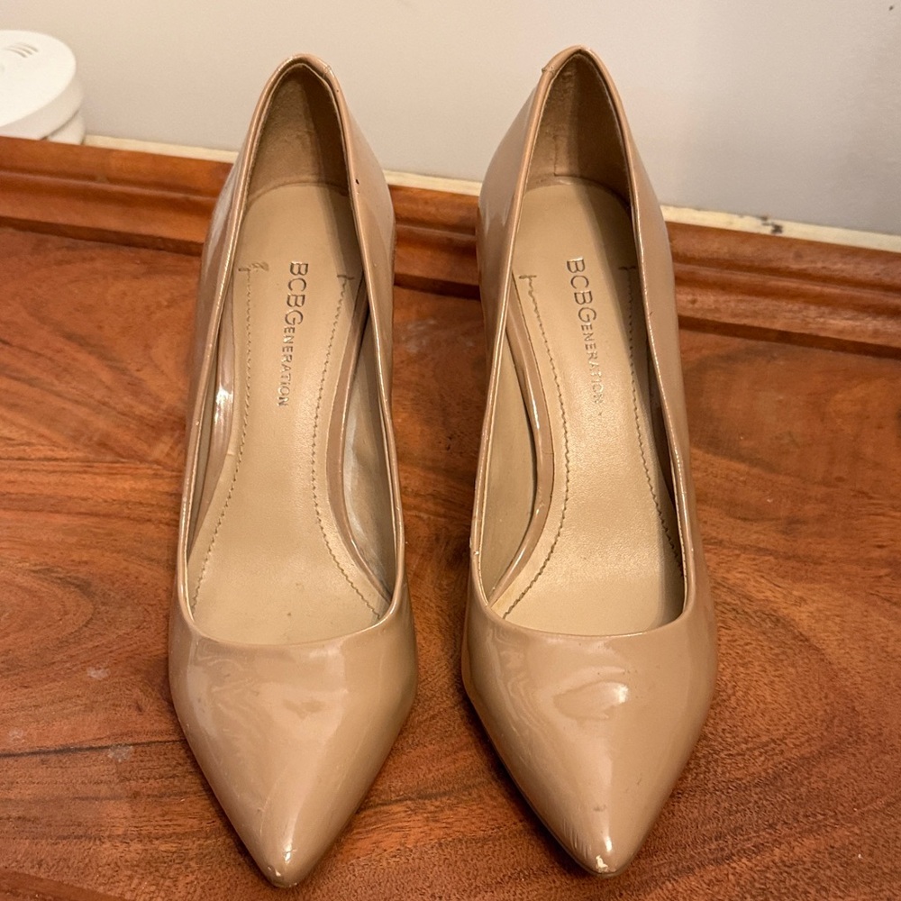BCBGeneration Nude Patent Heels